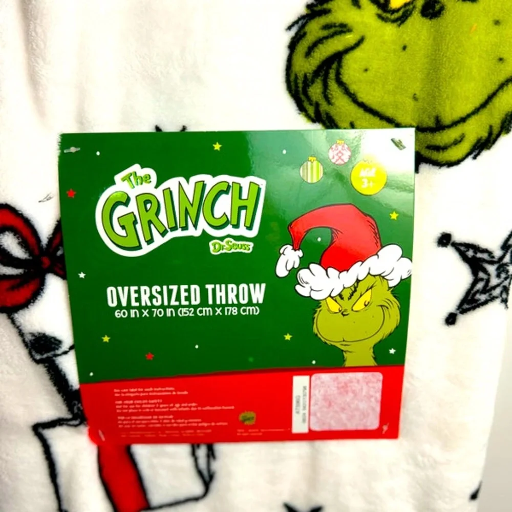 The Grinch & Max Classic Christmas Print Oversized Throw Blanket NWT 60”x70”